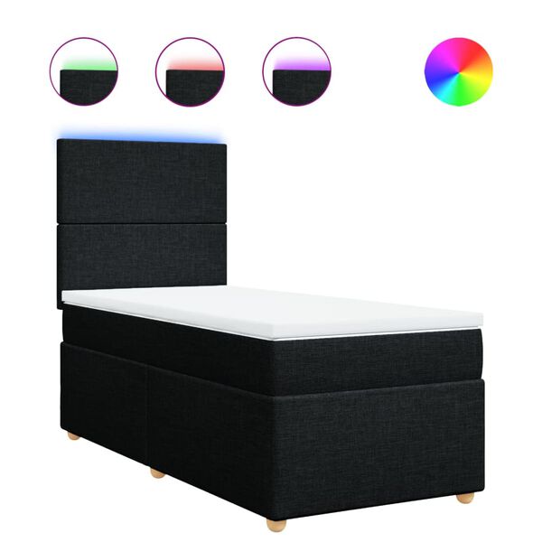 vidaXL Cama box spring con colch&oacute;n tela negro 100x200 cm