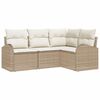 vidaXL Conjunto de sof&aacute;s de jard&iacute;n 4 uds. Beige y rat&aacute;n sint&eacute;tico