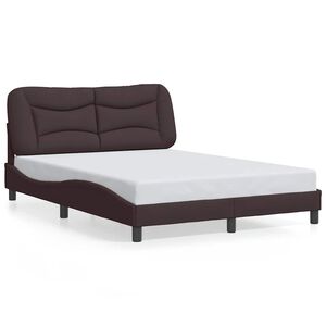 vidaXL Estructura de cama sin colch&oacute;n Hvar tela marr&oacute;n oscuro 140x190 cm