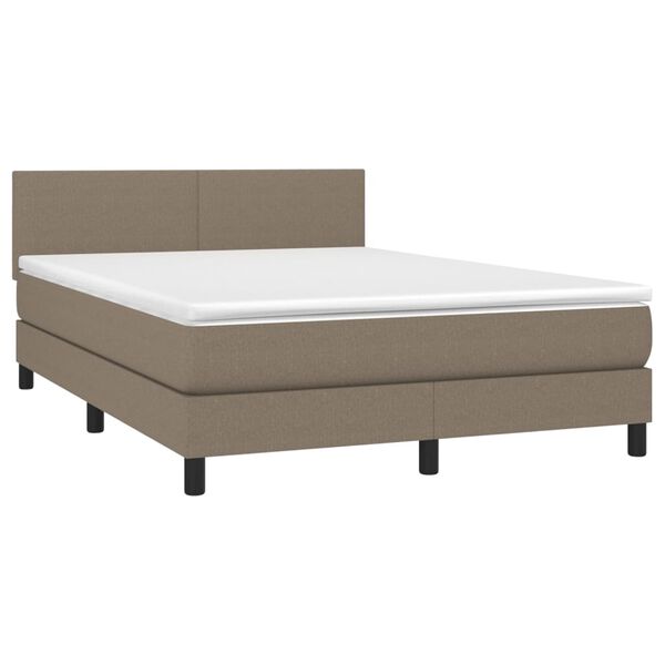 vidaXL Cama box spring con colch&oacute;n tela gris taupe 140x190 cm