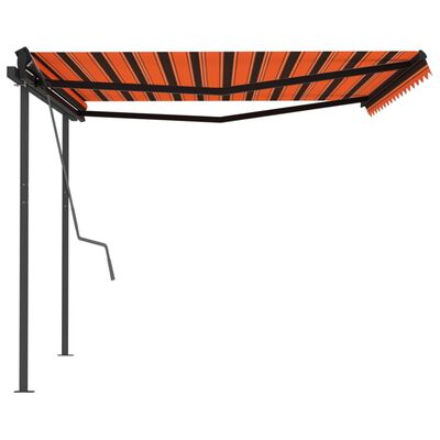 vidaXL Toldo manual retráctil con postes naranja y marrón 4,5x3 m