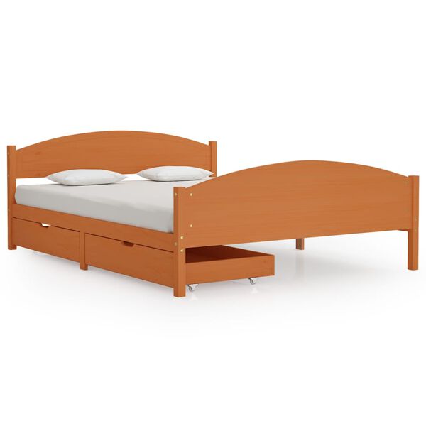 vidaXL Estructura de cama 2 cajones madera pino marr&oacute;n miel 160x200 cm