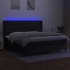 vidaXL Cama box spring colch&oacute;n y luces LED tela negro 200x200 cm