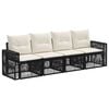 vidaXL Conjunto de sof&aacute;s de jard&iacute;n 4 uds. Negro y Blanco Crema