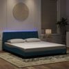 vidaXL Estructura de cama con LED sin colch&oacute;n Hanko terciopelo azul 180x200 cm