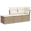 vidaXL Juego de sof&aacute;s de jard&iacute;n con cojines beige 3 pzas rat&aacute;n PE