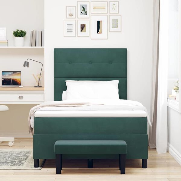 vidaXL Cama tipo Box Spring Verde oscuro 120 x 190 cm Terciopelo