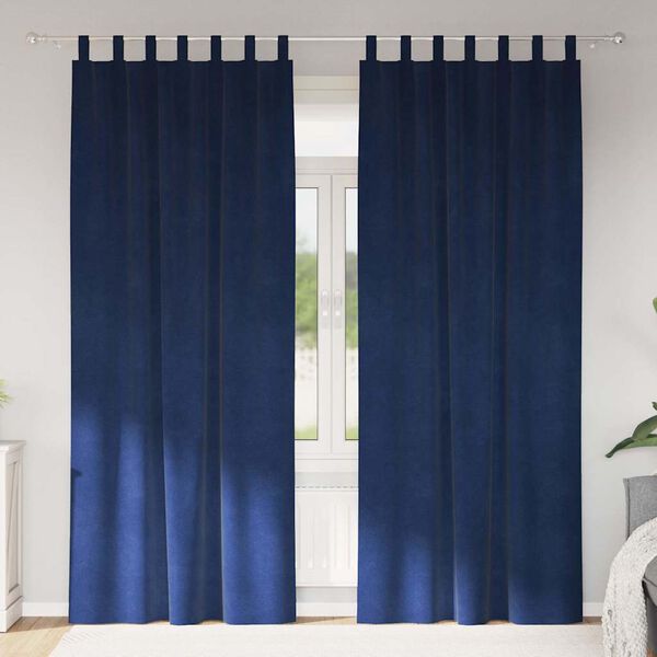 vidaXL Cortinas opacas 2 pcs Azul Oscuro 140 x 260 cm Terciopelo
