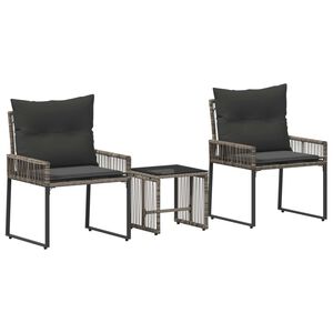 vidaXL Juego de muebles de exterior con coj&iacute;n 7 pcs Gris y Gris Oscuro