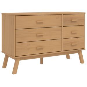vidaXL Mesita de noche OLDEN madera maciza de pino marr&oacute;n