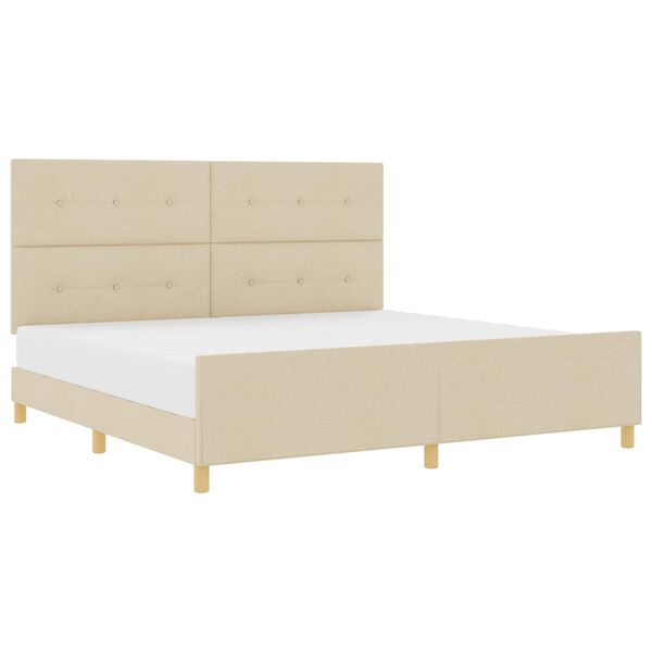 vidaXL Estructura de cama con cabecera Crema 200 x 200 cm tela