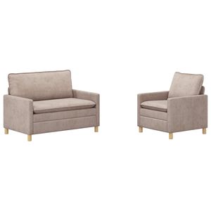 vidaXL Juego de Sof&aacute; 2 uds. Beige Poli&eacute;ster
