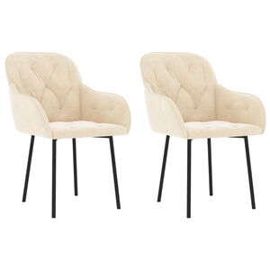 vidaXL Sillas de comedor 2 unidades terciopelo crema