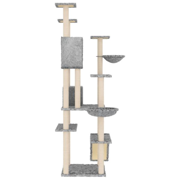 vidaXL Rascador para gatos con postes de sisal gris claro 191 cm