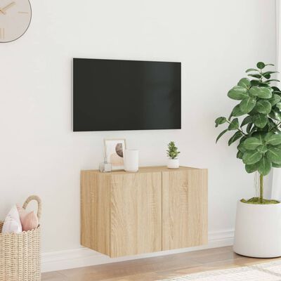 vidaXL Mueble de TV de pared con luces LED roble Sonoma 60x35x41 cm