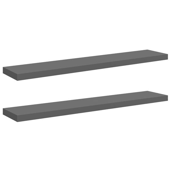 vidaXL Estante flotante de pared 2 uds MDF gris brillo 120x23,5x3,8 cm