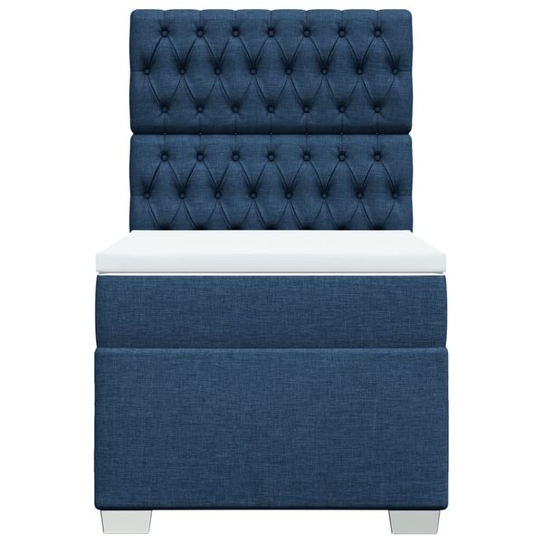 vidaXL Cama box spring con colch&oacute;n tela azul 90x190 cm