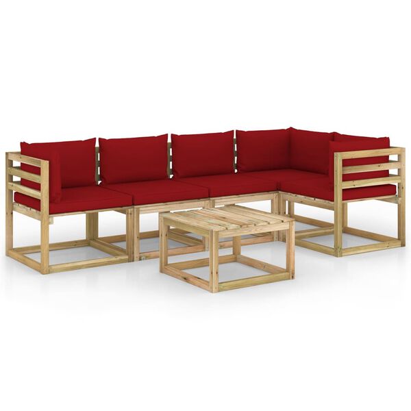 vidaXL Set de muebles de jard&iacute;n 6 piezas con cojines madera impregnada