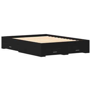 vidaXL Estructura de cama con caj&oacute;n Roble Negro 135 x 190 cm
