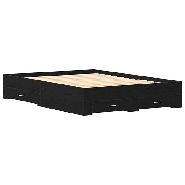 vidaXL Estructura de cama con caj&oacute;n Roble Negro 135 x 190 cm