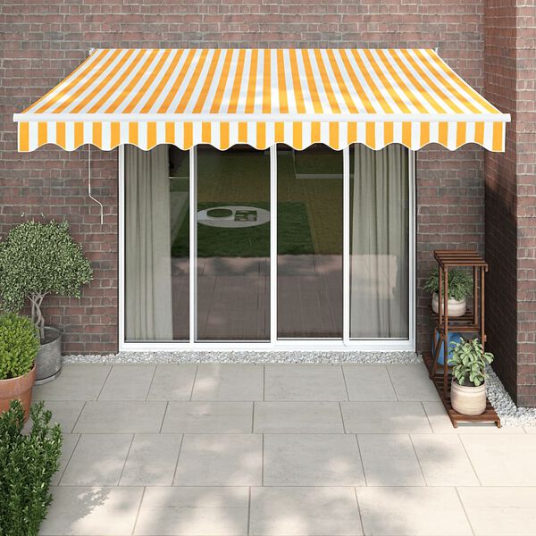 vidaXL Toldo retr&aacute;ctil autom&aacute;tico amarillo y blanco 3,5x2,5 m
