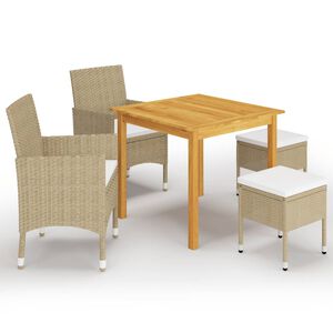 vidaXL Juego de comedor de jard&iacute;n de 5 piezas beige
