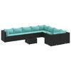 vidaXL Set de sof&aacute;s de jard&iacute;n y cojines 10 pzas rat&aacute;n sint&eacute;tico negro