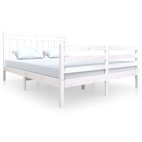vidaXL Estructura de cama de madera maciza blanco 150x200 cm