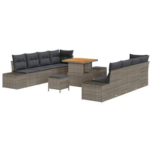vidaXL Conjunto de sof&aacute;s de jard&iacute;n 11 pcs Gris rat&aacute;n sint&eacute;tico