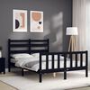 vidaXL Estructura cama de matrimonio con cabecero madera maciza negro