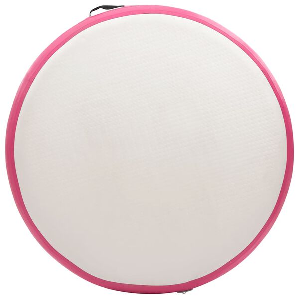 vidaXL Esterilla inflable de gimnasia y bomba PVC rosa 100x100x15 cm
