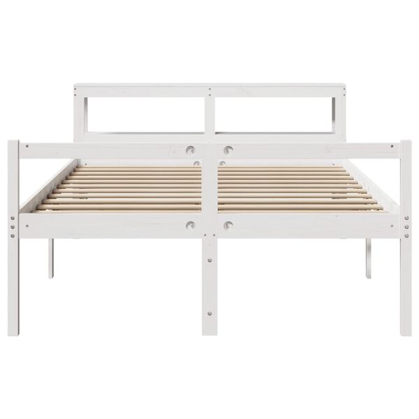 vidaXL Cama personas mayores y cabecero madera pino blanco 150x200 cm
