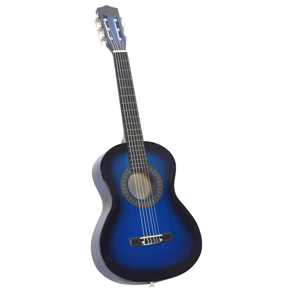 vidaXL Guitarra clásica para niños y principiantes azul 1/2 34"