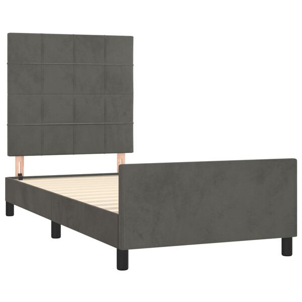 vidaXL Estructura de cama sin colch&oacute;n terciopelo gris oscuro 100x200cm