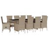 vidaXL Set comedor de jard&iacute;n 11 pzas con cojines rat&aacute;n sint&eacute;tico beige