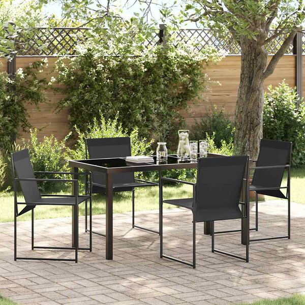 vidaXL Conjunto de Comedor de Jard&iacute;n 5 pcs Negro