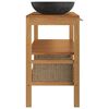 vidaXL Mueble tocador madera maciza teca con lavabos de m&aacute;rmol negro