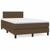 vidaXL Cama box spring con colch&oacute;n y LED tela marr&oacute;n oscuro 120x190 cm