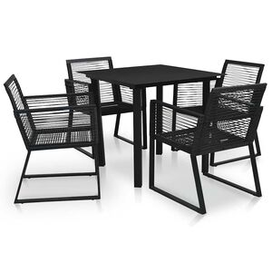 vidaXL Juego de comedor de jard&iacute;n 5 piezas rat&aacute;n PVC negro