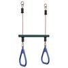 vidaXL Barra trapecio con anillas de gimnasia ni&ntilde;os acero azul y verde