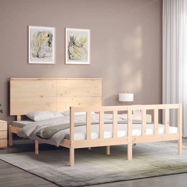 vidaXL Estructura de cama sin colch&oacute;n madera maciza de pino 160x200 cm