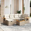 vidaXL Set sof&aacute;s de jard&iacute;n 7 piezas y cojines rat&aacute;n sint&eacute;tico beige