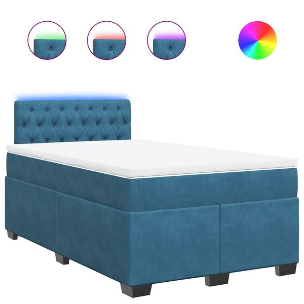 vidaXL Cama box spring con colch&oacute;n terciopelo azul 120x190 cm