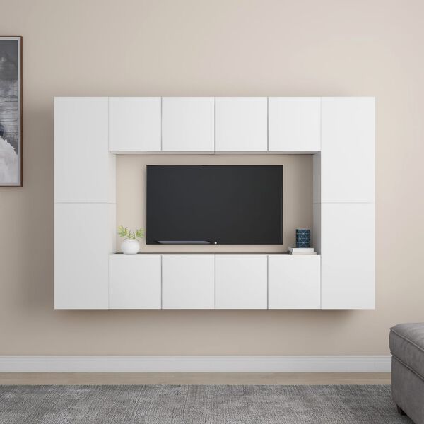 vidaXL Set de muebles de salón TV 8 piezas madera de ingeniería blanco