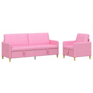 vidaXL Juego de Sof&aacute;s con Almacenamiento 2 uds. Rosa Poli&eacute;ster