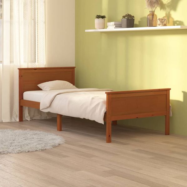 vidaXL Estructura cama sin colchón madera pino marrón miel 90x200 cm