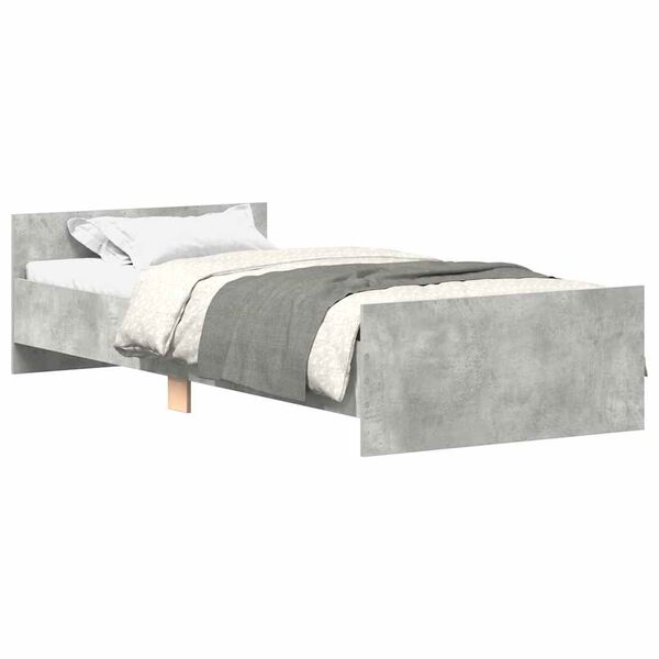 vidaXL Estructura de cama madera de ingenier&iacute;a gris hormig&oacute;n 90x190 cm