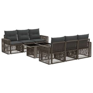 vidaXL Conjunto de sof&aacute;s de jard&iacute;n 7 uds. Gris y Gris Oscuro