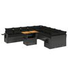 vidaXL Set de sof&aacute;s de jard&iacute;n 11 pzas y cojines rat&aacute;n sint&eacute;tico negro
