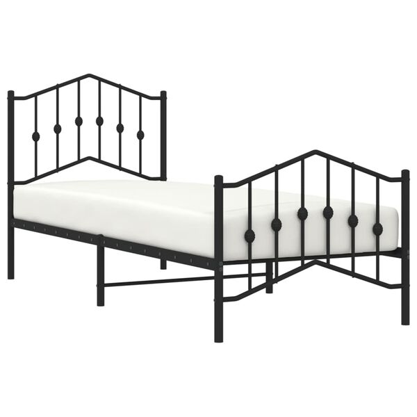 vidaXL Estructura cama sin colchón con estribo metal negro 90x190 cm